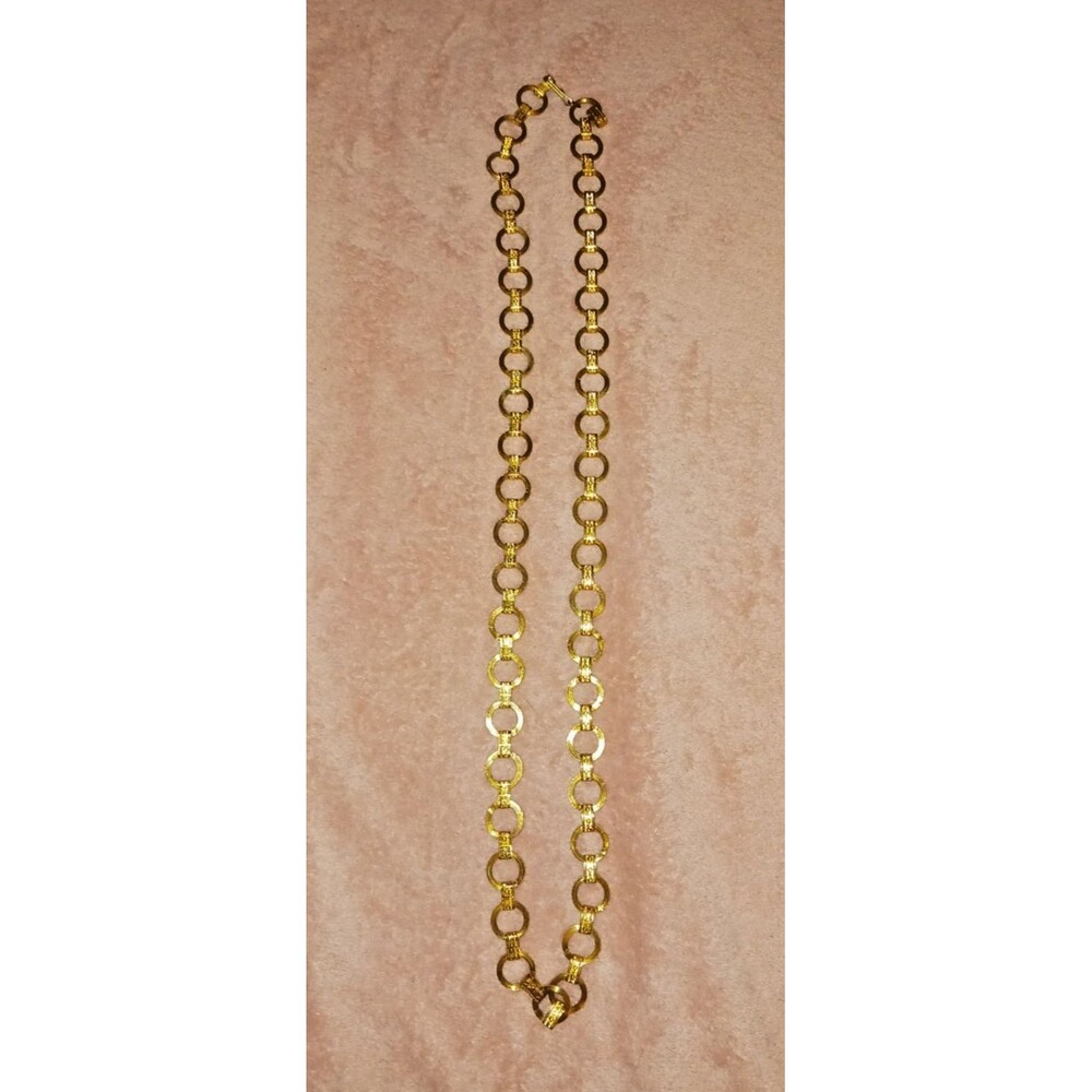 Vtg Fancy Gold Tone 35" Chain Belt Round Links Gypsy Hippie 70s Vintage Costume